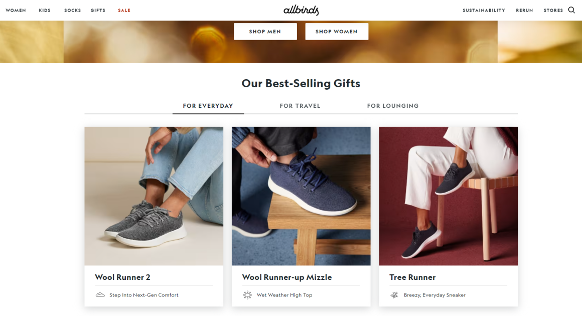 Allbirds官网：高档休闲类鞋履品牌